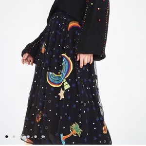 Farm Rio Embroidered Borgogodo Skirt S